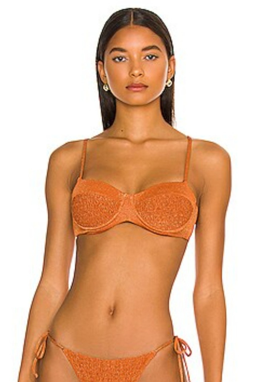 L*Space Marley Bikini Top in Amber Metallic Size XL NWT Underwire